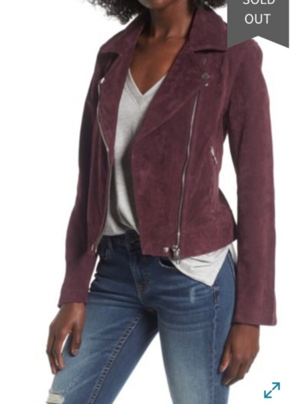 BlankNYC Blank NYC Morning After Suede Moto Jacket Biker Asymmetrical Plum Maroo